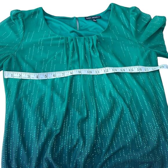 Sara Michelle emerald green ombre sequin glitter holiday blouse small (34/36) - Picture 5 of 8